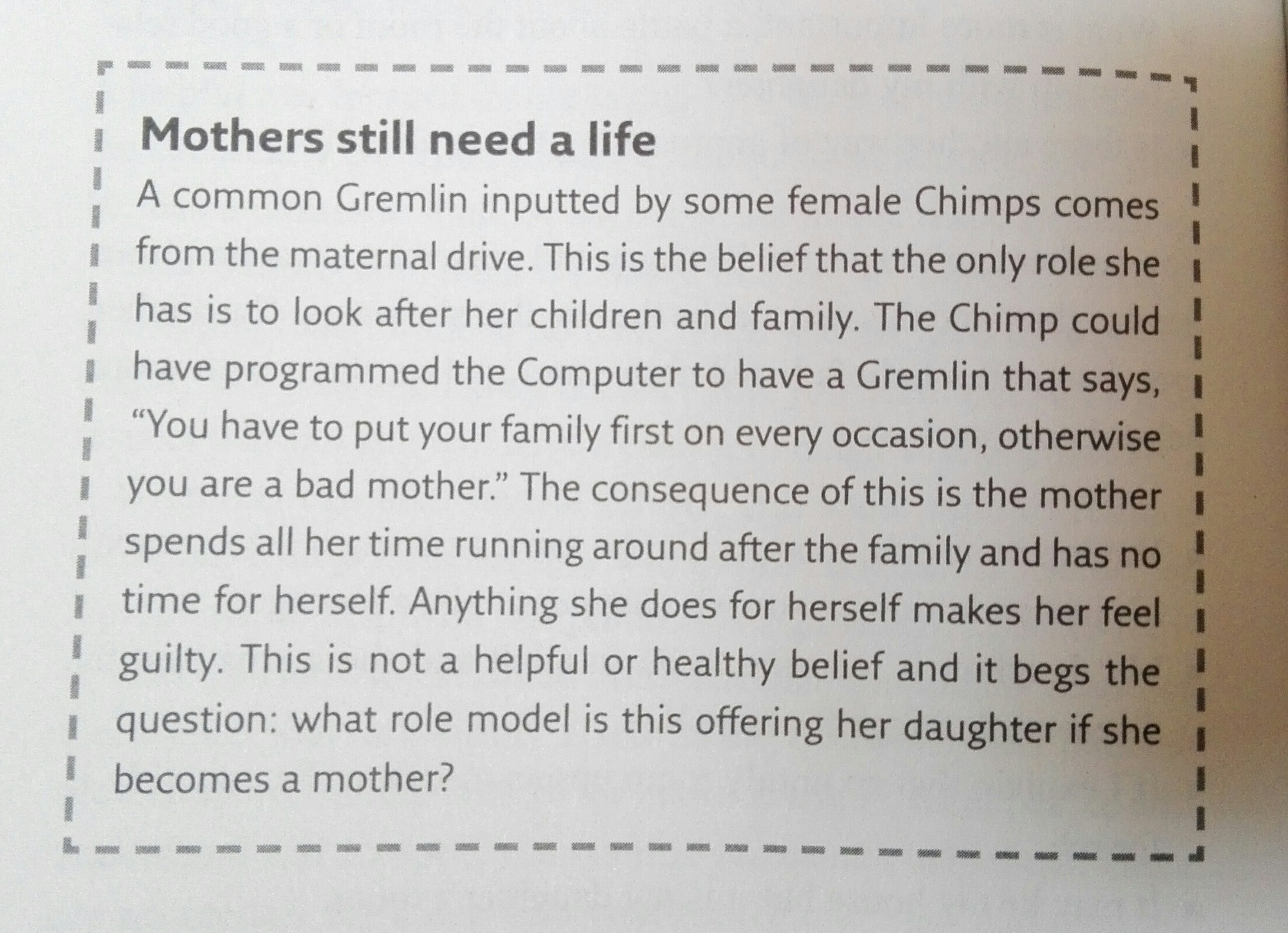 mothers still need a life