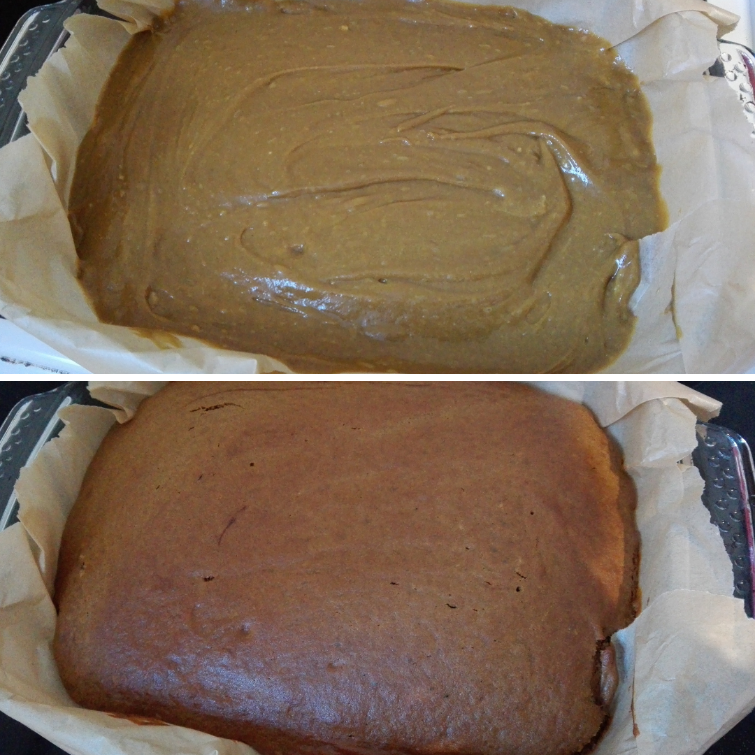 gluten free yorkshire parkin recipe batter before going in the oven compared to coming out of the oven