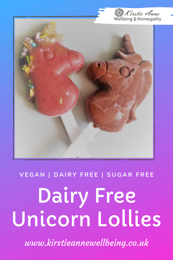 Dairy free unicorn and chocolate ice lollies for summer by Kirstie Anne Wellbeing