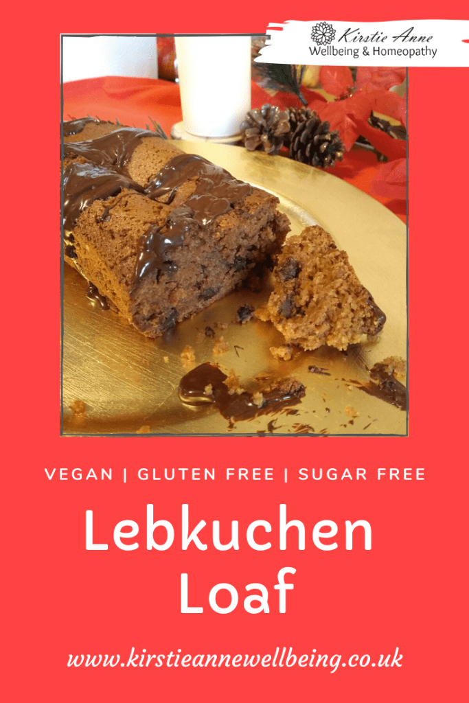 Lebkuchen loaf recipe - gluten free, vegan, sugar free, dairy free easy christmas recipe pinterest pin