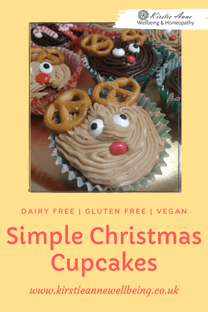 Simple Christmas Cupcake recipe gluten free, dairy free, vegan, reduced sugar, baking with kids