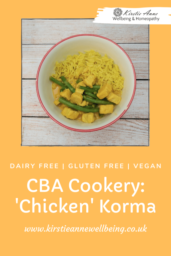 easy vegan chicken korma recipe by Kirstie Anne Wellbeing Pinterest Pin