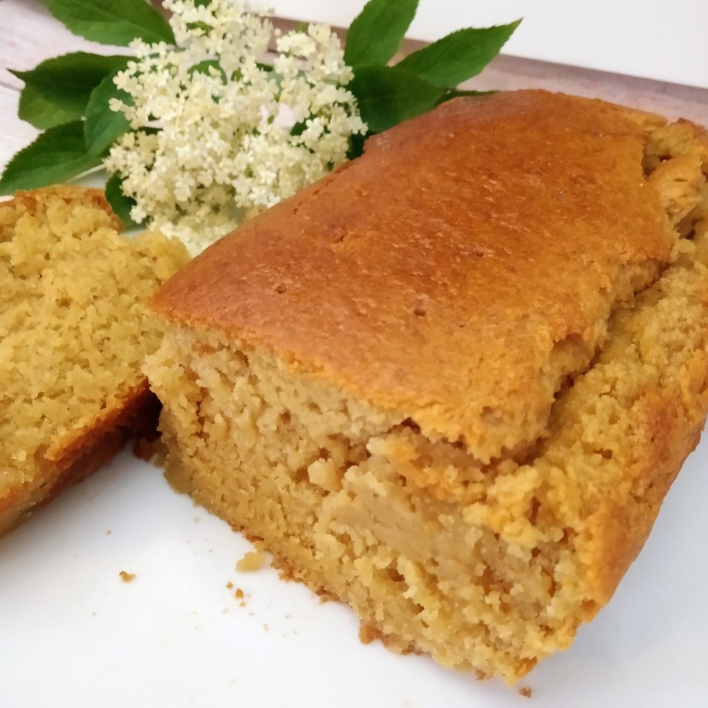 gluten free vegan elderflower drizzle cake close up