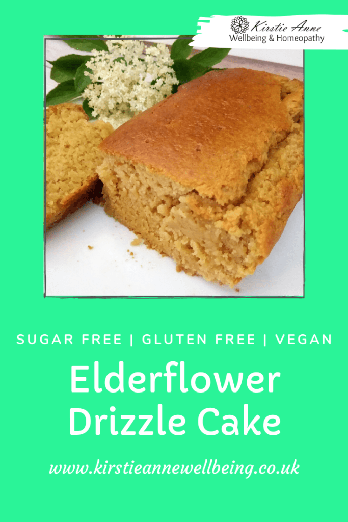 elderflower drizzle cake recipe by kirstie anne wellbeing. Gluten free, vegan, sugar free easy recipe