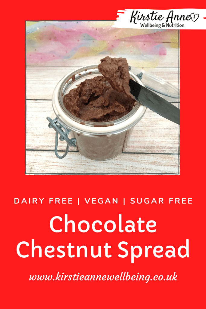 chocolate chestnut spread recipe by kirstie anne wellbeing pinterest pin plant based nutritionist