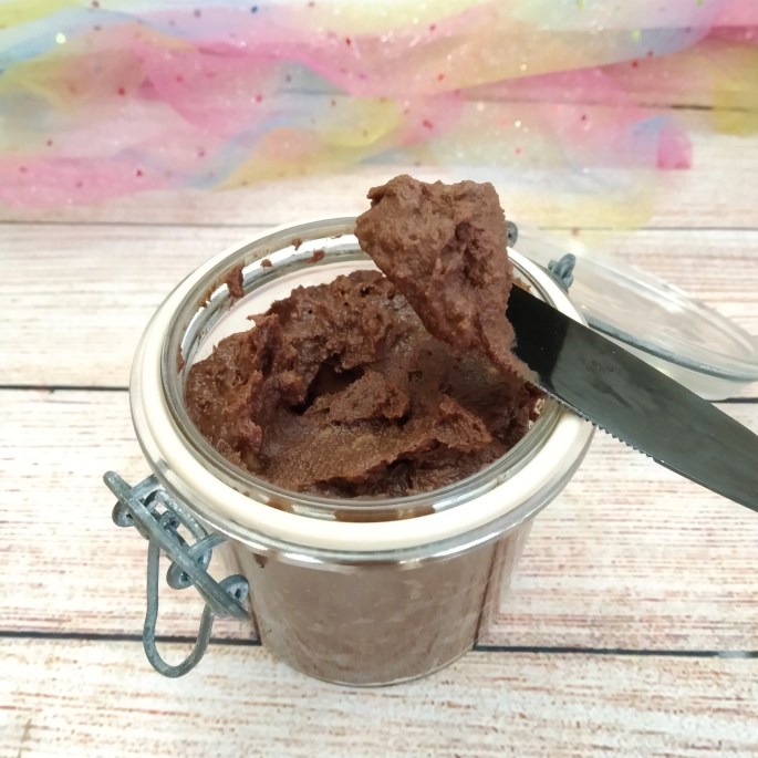 chocolate chestnut spread in a jar on a table